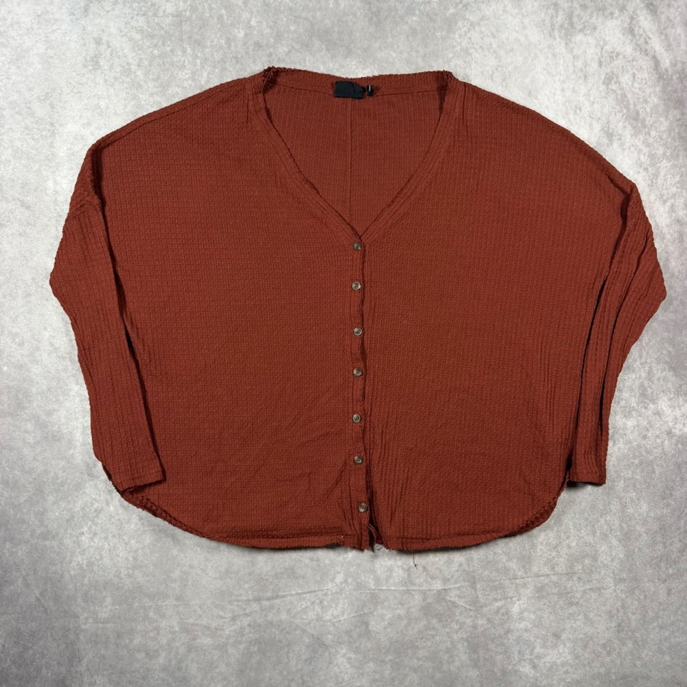Out From Under Urban Outfitters Rust Waffle Knit Button Front Cardigan Top Small
